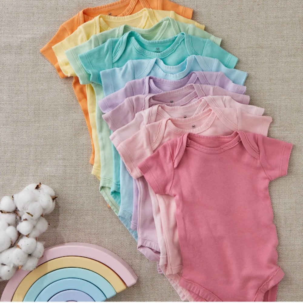 Honest Baby 10pk Organic Cotton Rainbow Short Sleeve Bodysuit